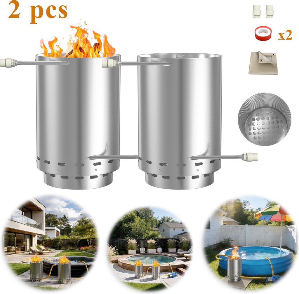Chauffage de piscine LARS360 Baril à bois en acier Image du produit 
