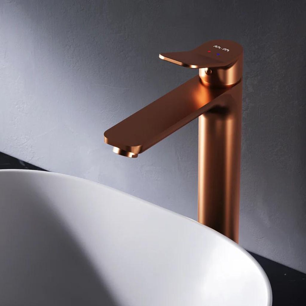 AM.PM Waschtischarmatur Hoch Roségold Wasserhahn Bad Waschbecken Armatur Einhebelmischer Badarmatur Mischbatterie für Badezimmer Aufsatzwaschbecken