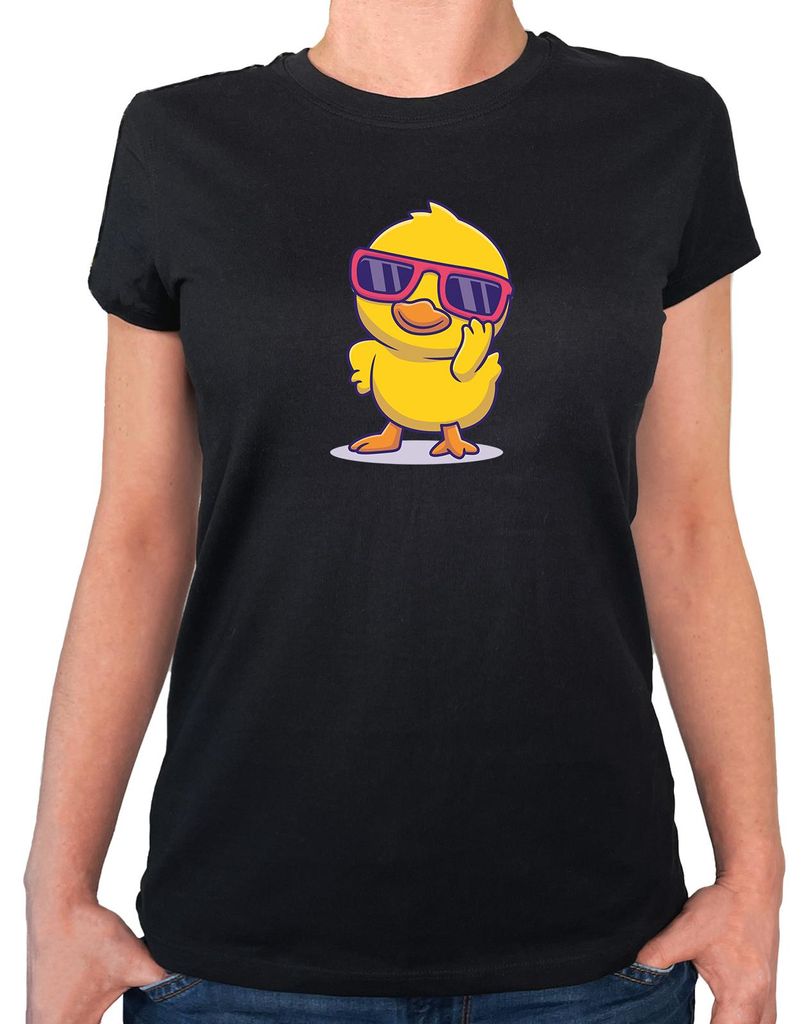 Huuraa Damen T-Shirt Cool Küken Comic S Black Bio Baumwolle Fairtrade Damenshirt Geschenkidee