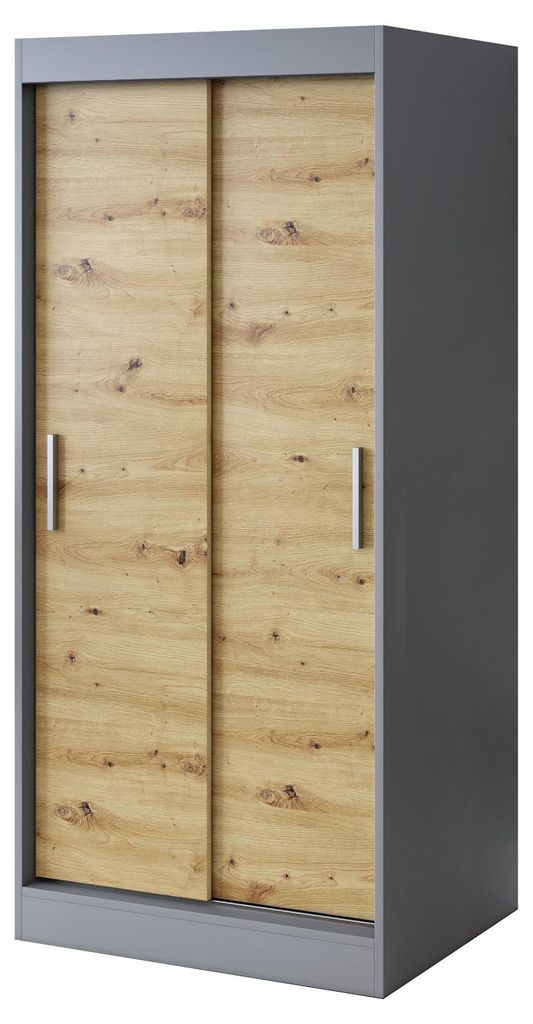 Szafa przesuwna 90x200cm - Antracyt Mat/Dąb Artisan - Szafa Zdjęcie produktu 
