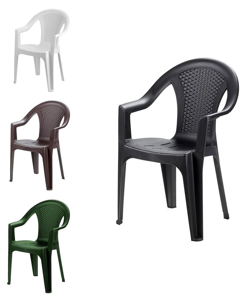 Stapelstuhl für den Garten, Bistrostuhl in Rattan-Optik, anthrazit, 1 Stück