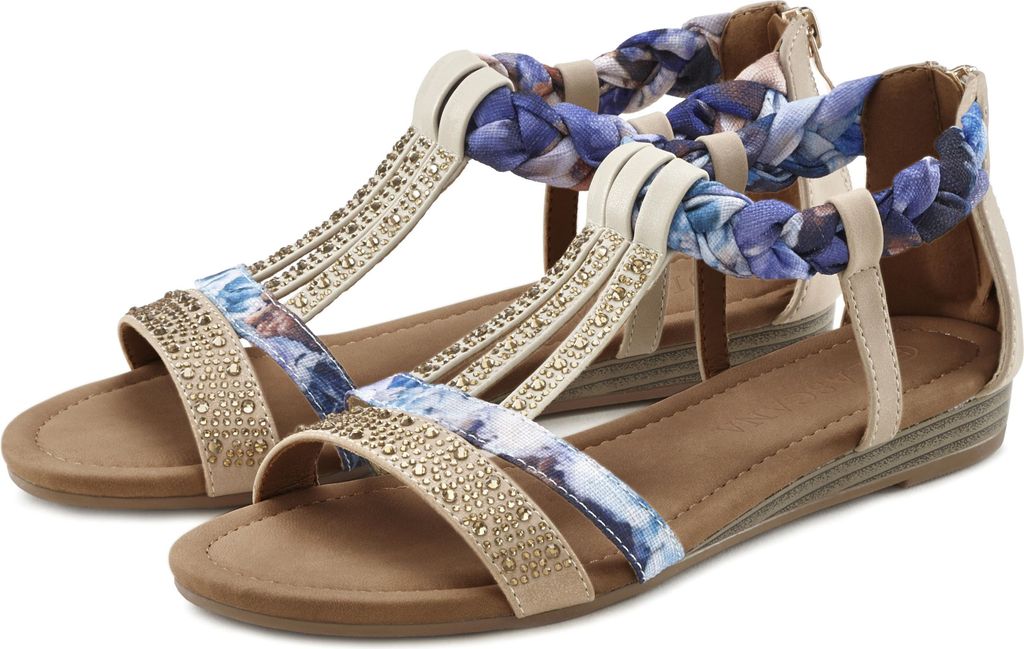 LASCANA Sandale beige-blau Größe 35