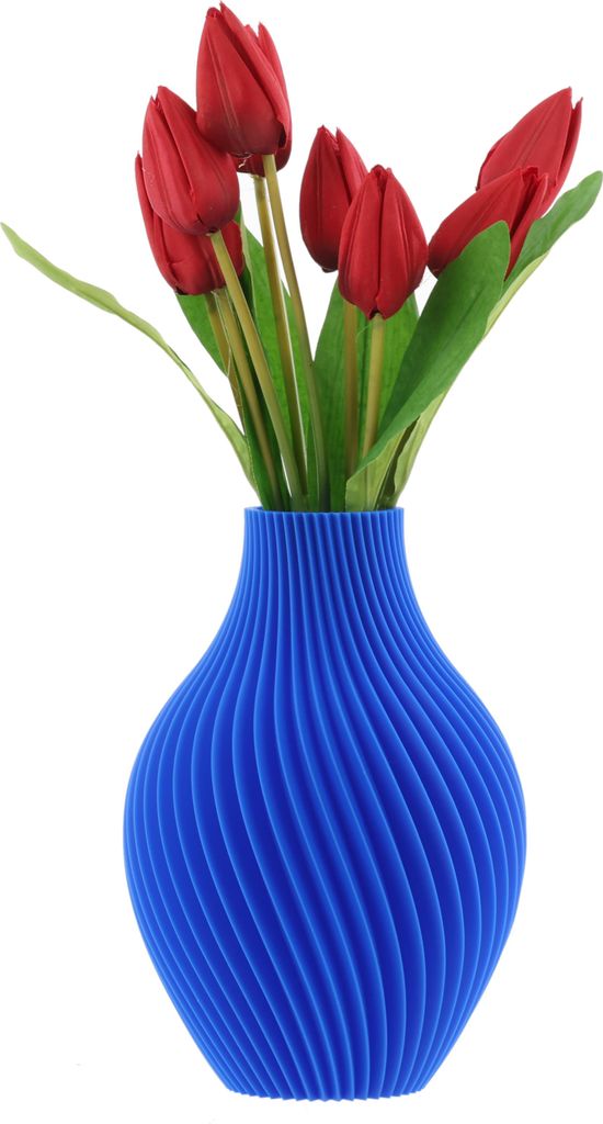 3D Druck Deko Vase Flasche für Kunstblumen Blumenvase Trockenblumen für Pampasgras Höhe 20cm Blau Vase für Bauklotzblumen