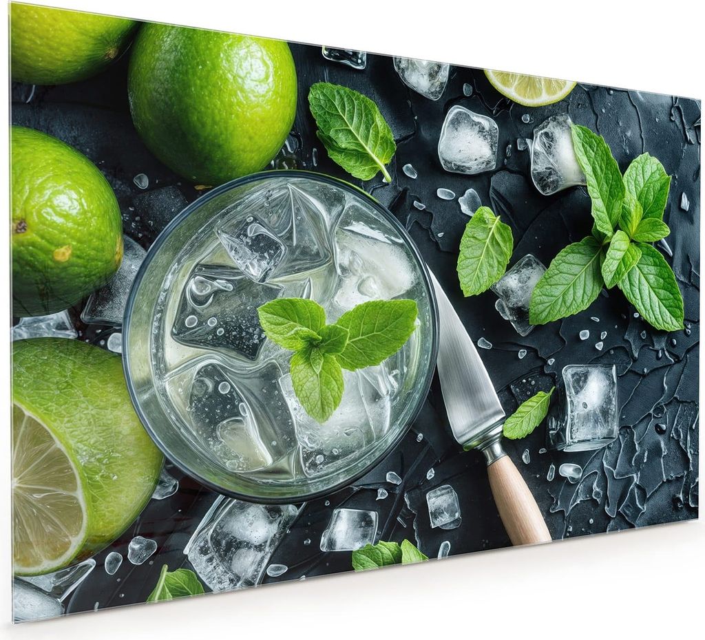 Küchenrückwand Spritzschutz Glas mit Motiv Frische Limetten Produktbild 