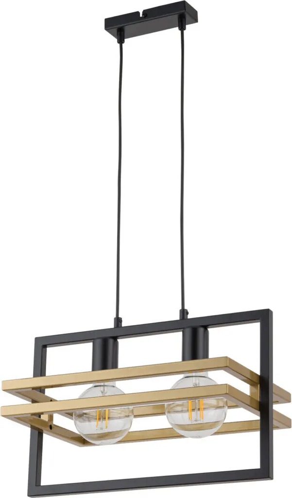 Lustre Suspension Double Noir et Doré Design Industriel Loft Merci