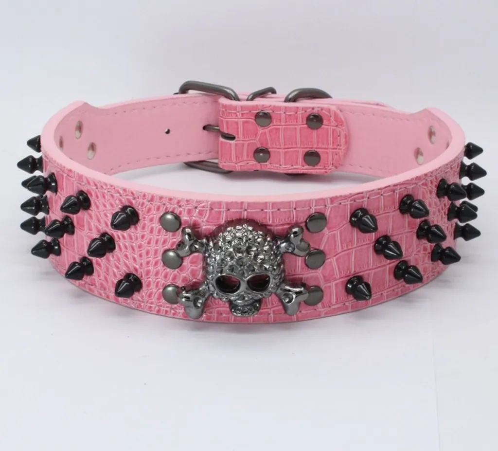 Recensione Collare Cane 5x66 cm Rosa con Borchie Teschio Pelle PU