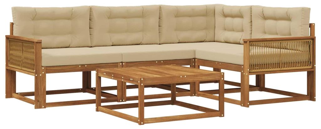 vidaXL Outdoor-Sofagarnitur mit Kissen 5 pcs Natur und Beige