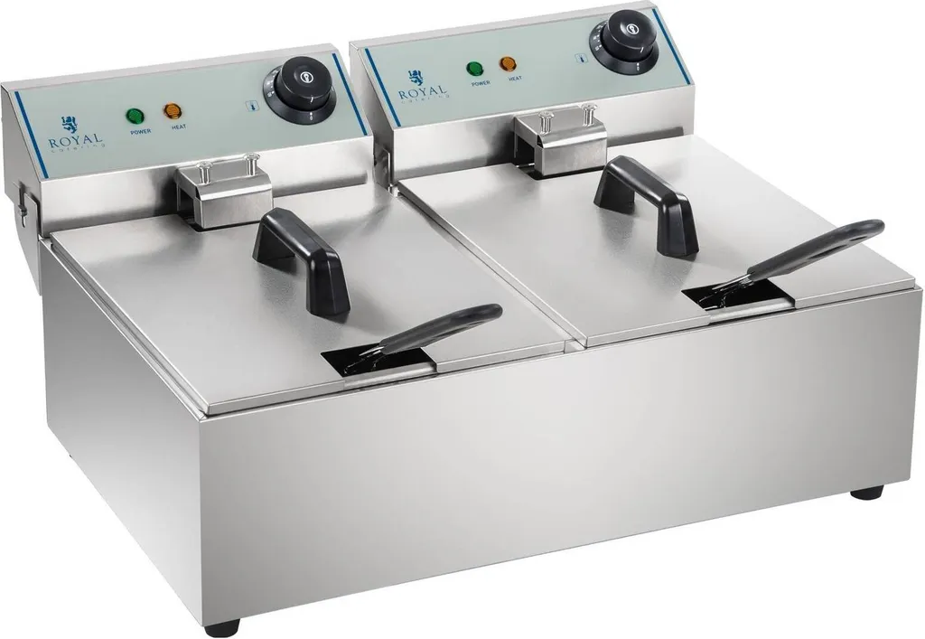 Friteuse électrique double 2 x 10L Royal Catering 6400W ECO Expondo