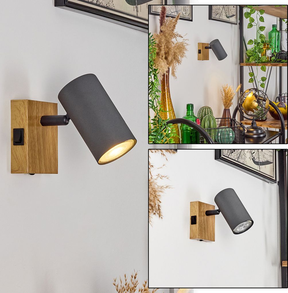 Gambellara »Gambellara« Wandlampe aus Metall in Holzoptik/Schwarz/Anthrazit