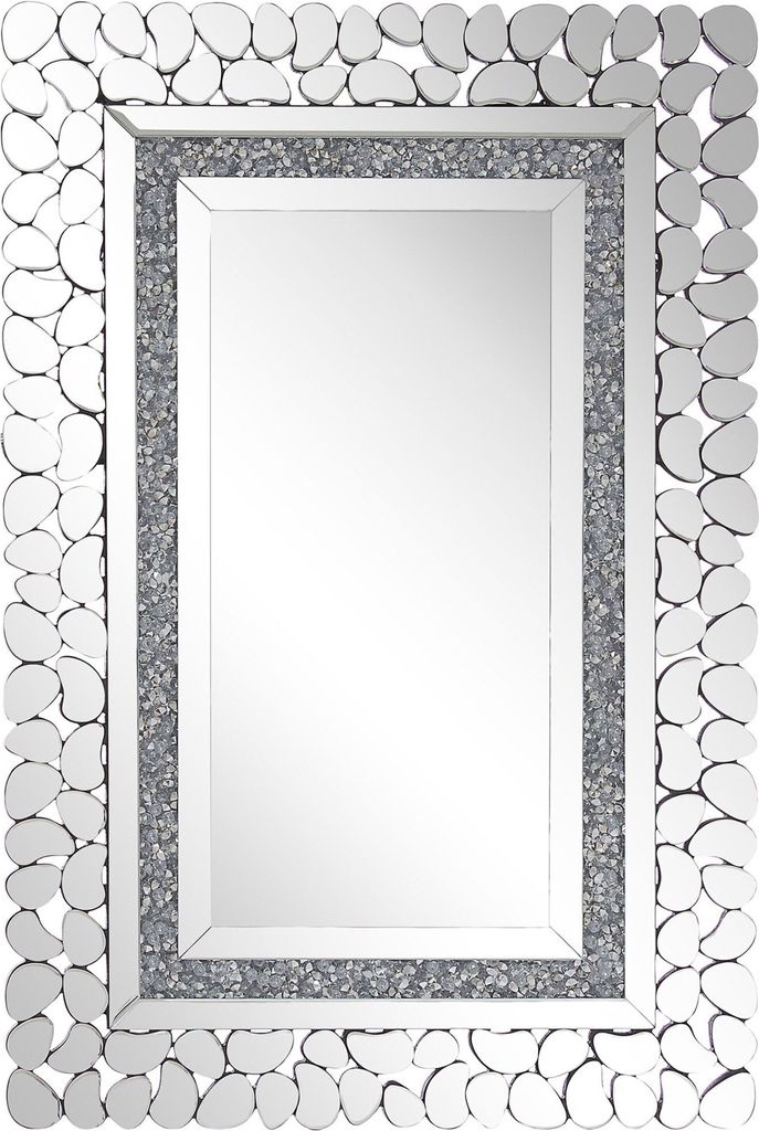 BELIANI Wandspiegel Silber Glas 60x90 cm rechteckig mit Rahmen aus Acrylglas Modern Wohnaccessoires Wohnzimmer Schlafzimmer Wohnbereich