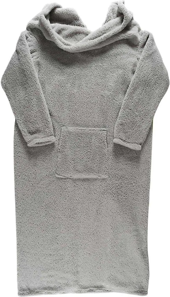 Plaid à Manches Gris Clair - Couverture Pull Douillette en Polaire Soft