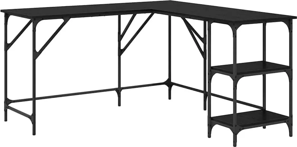 Scrivania ad Angolo Elegante Rovere Nero 139x139x75 cm | Home Office