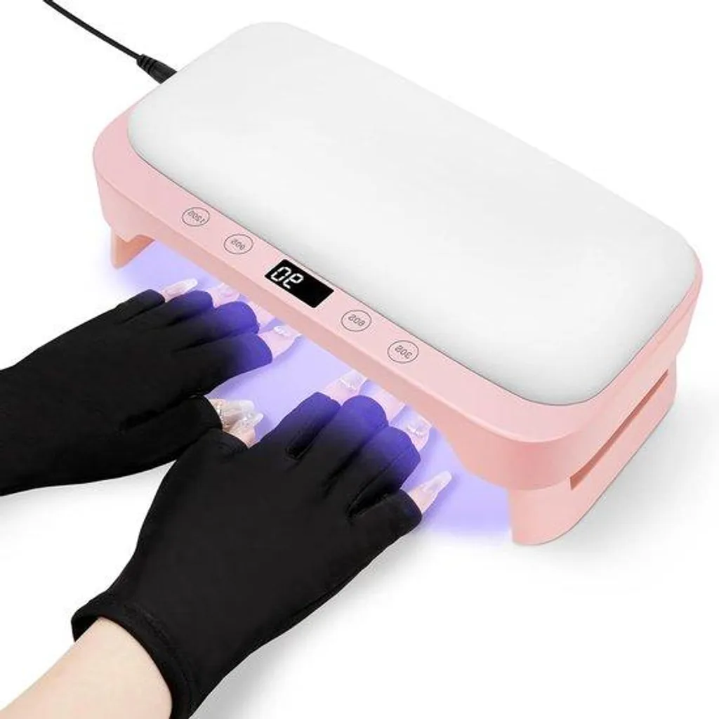 Lampe UV LED Ongles Gel Rose avec 4 Minuteurs et Repose-main Intégré