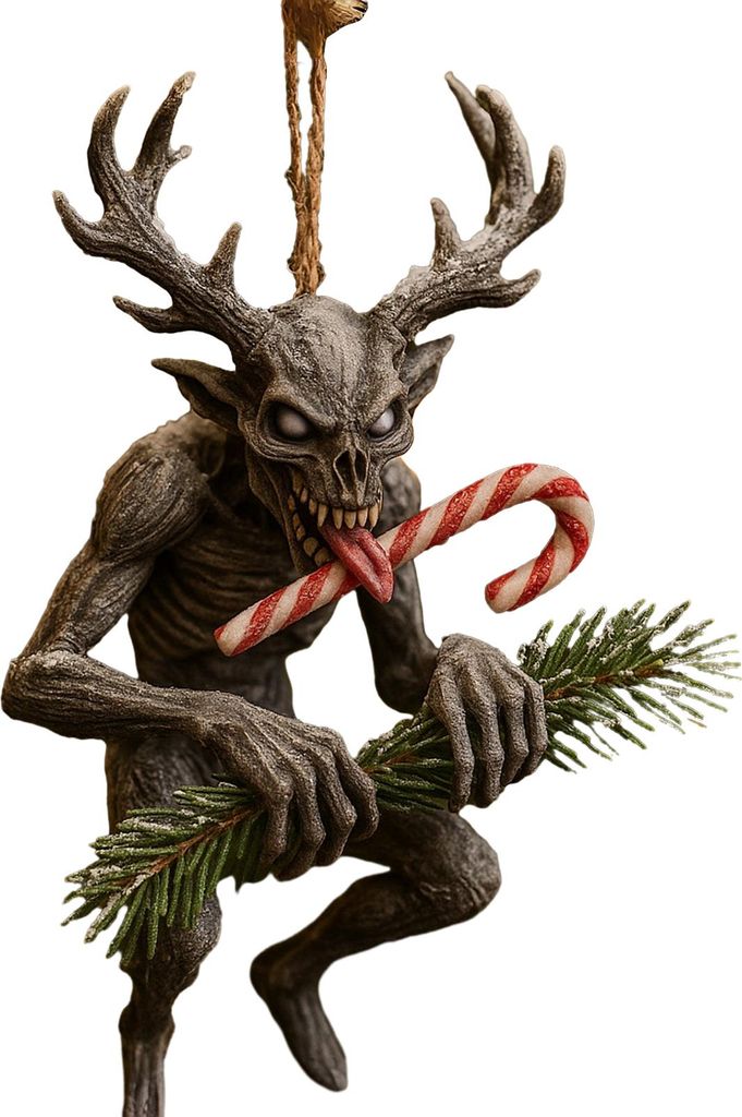 Dunkler Weihnachtsbaumschmuck aus Acryl, kopflos, Weihnachtsmann/Teufel, 2D, für drinnen und draußen, für die Dekoration von Zuhause und Partys