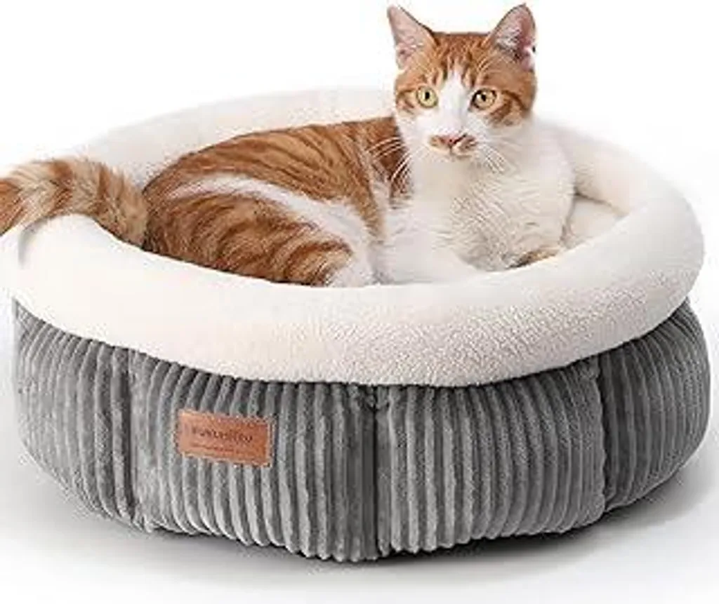 Cuccia Gatto FUKUMARU 48cm Grigio | Letto Peluche Alto Comfort