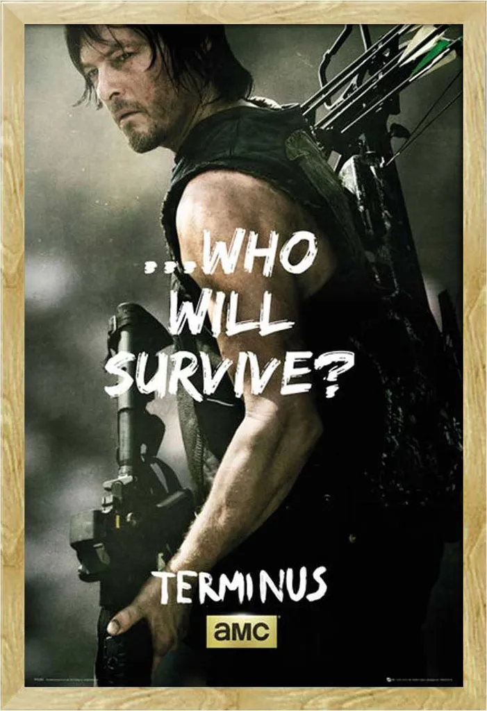Cadre déco Walking Dead avec affiche Daryl Dixon et vitre acrylique