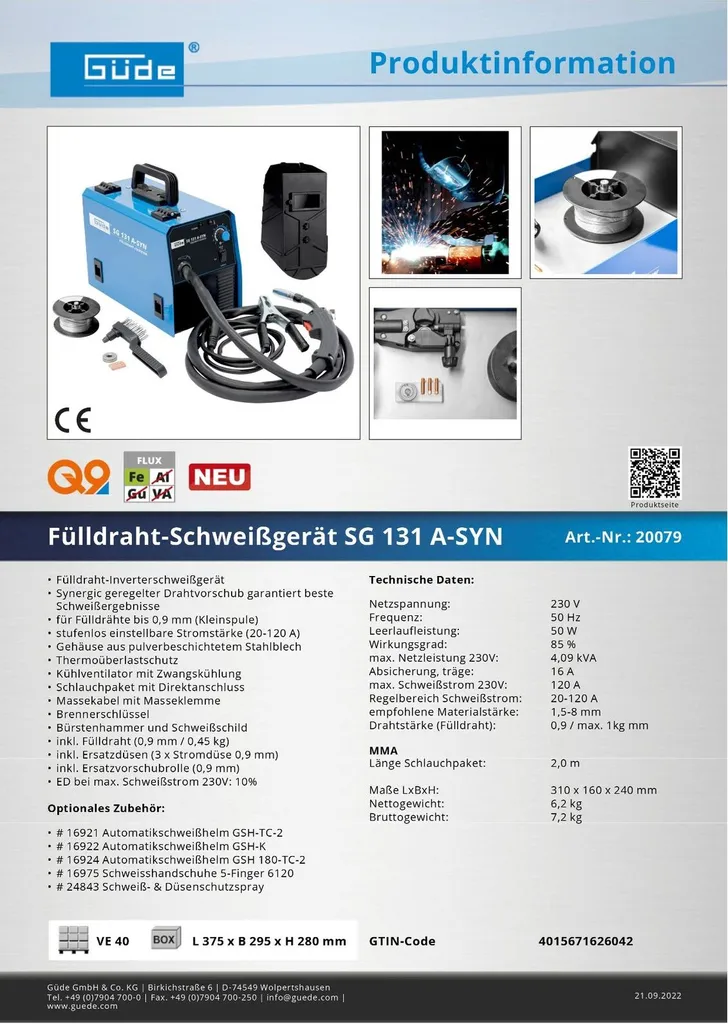 Soudez sans gaz avec le poste SG 131 A-SYN Inverter pour fil fourré - 5