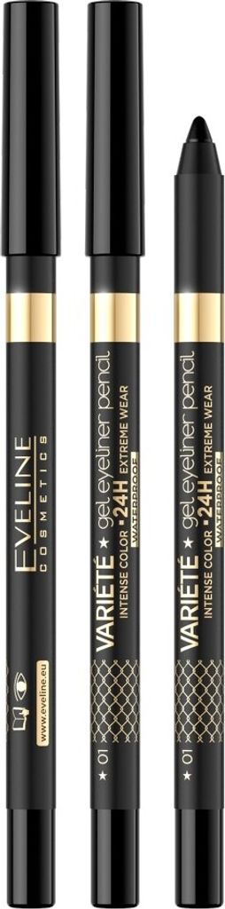 Eveline Cosmetics Variete Gel Eyeliner Pencil Wasserdicht 01 Reines Schwarz