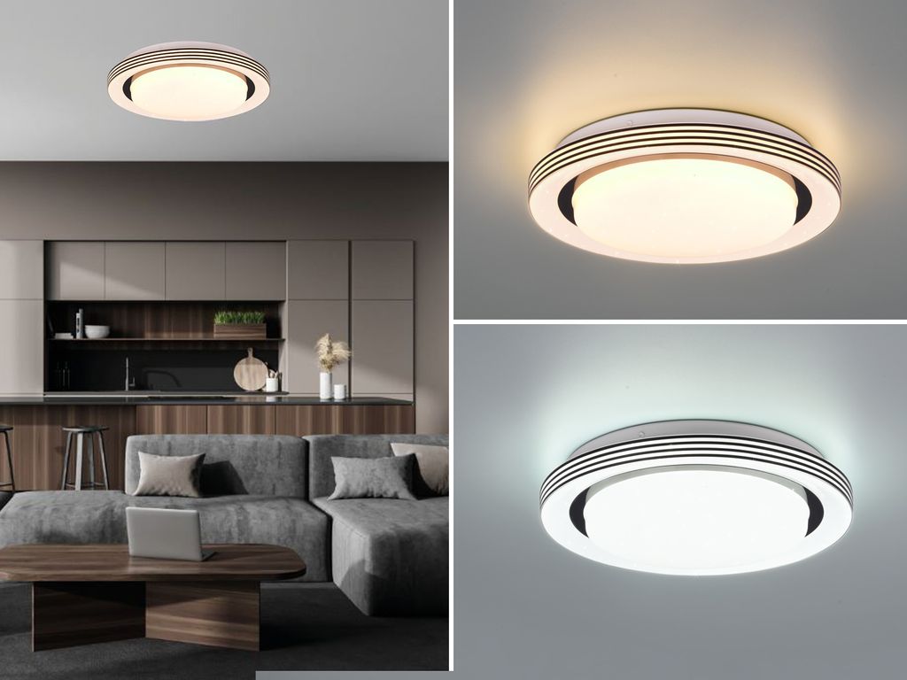 LED Deckenleuchte ATRIA Weiß dimmbar Fernbedienung, Sterne Produktbild 