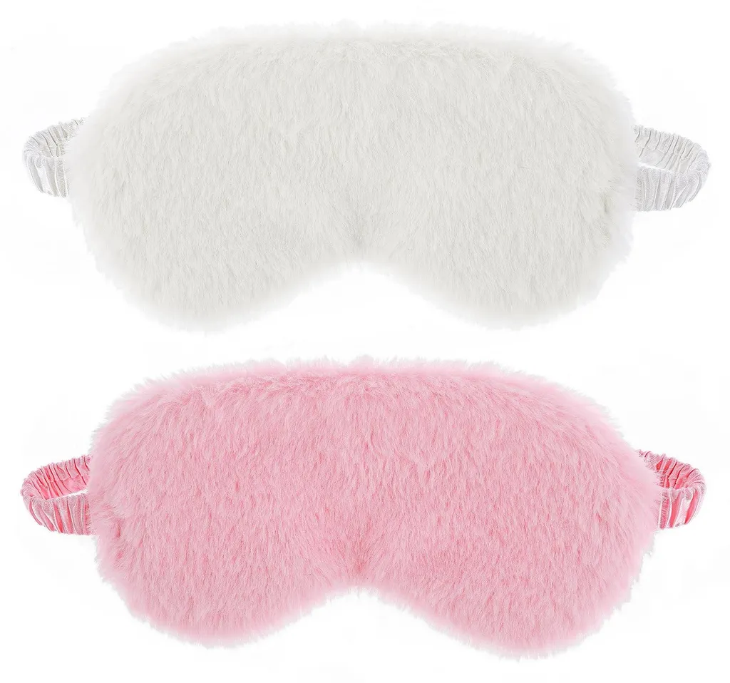 Masque de sommeil confortable en peluche avec protection yeux satin