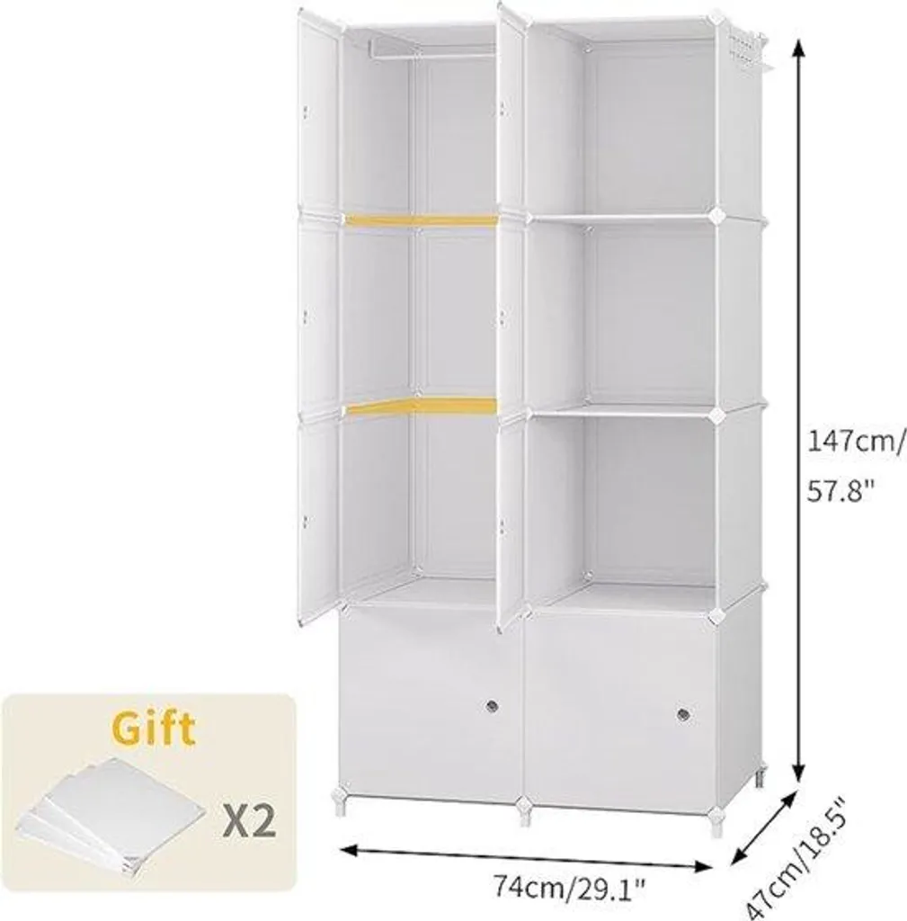 Armoire de Rangement pour Garage et Buanderie - Format 74x40x150 cm Gris