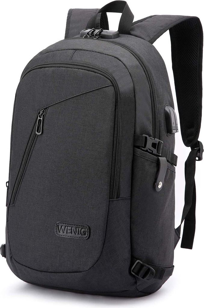 Laptop-Rucksack, Business Travel Anti-Diebstahl-Rucksack für Männer Frauen mit USB-Port-Ladeschloss, schlank langlebig wasserdicht College Schule