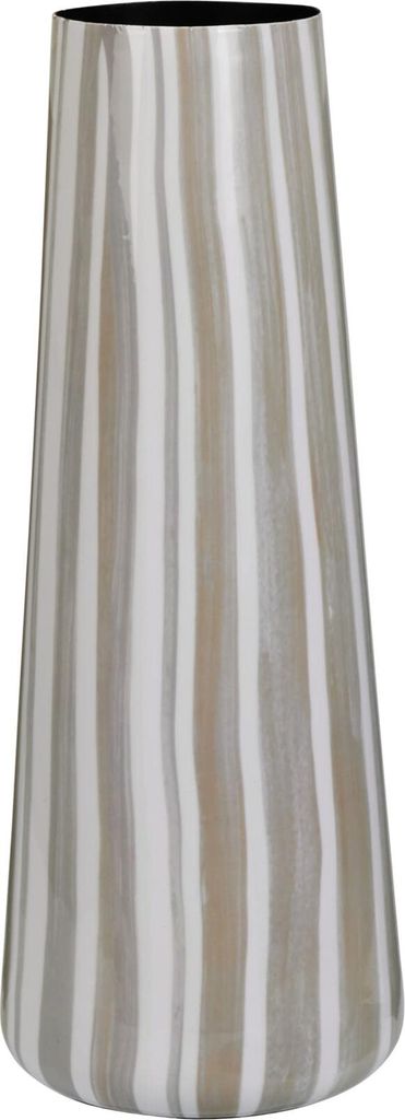 Vase EH aus Metall, beige, hellgrau/braun gestreift, 40cm