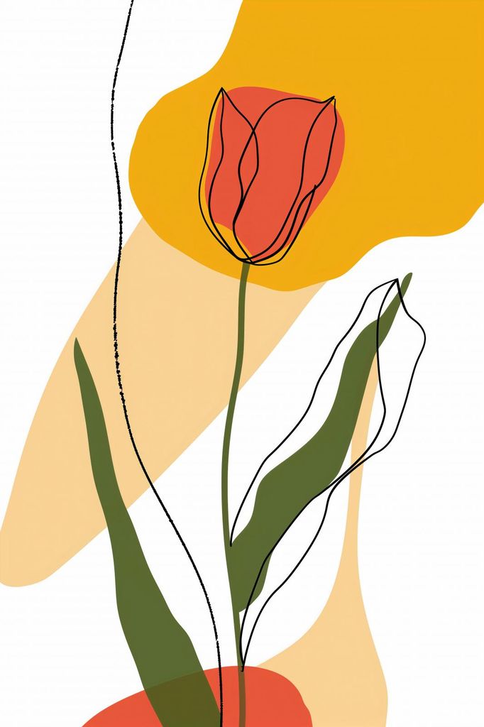 Plakat 20x30cm Nachgezeichnete Tulpe