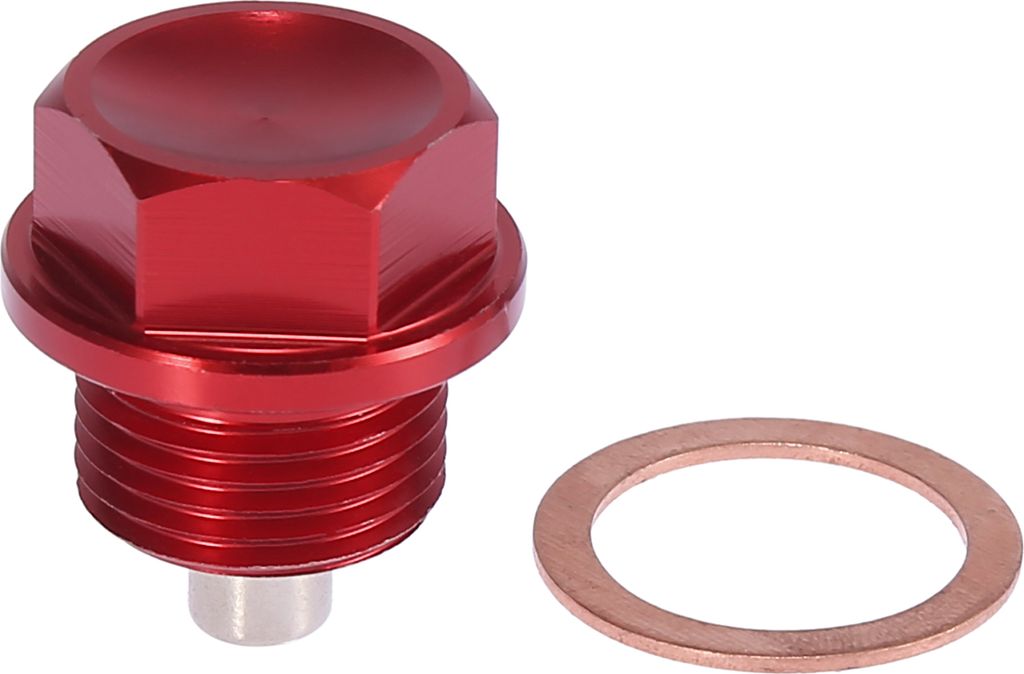 Magnetische Ölablassschraube M18 x 1.5 Ölwannenwanne mit Dichtring Auto Ölschraube Kit Rot