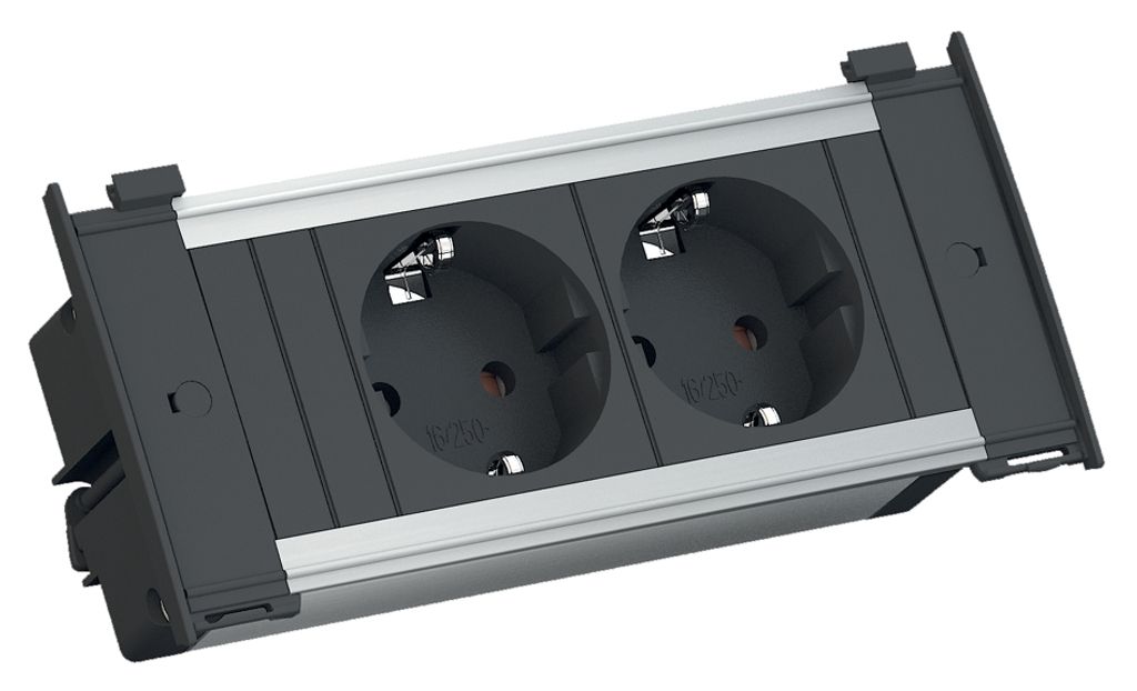 BACHMANN 927.200 KAPSA 2-fach Einbau Steckdose mit Stromzuleitung / Steckdosenleiste / Schukosteckdosen