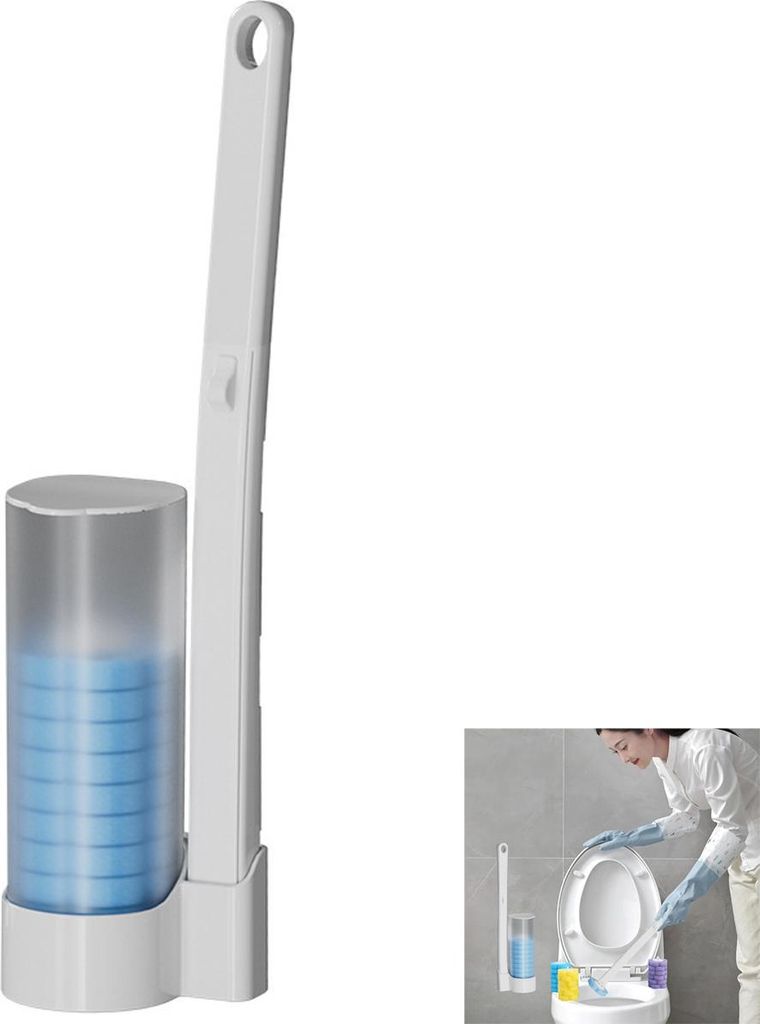 einweg wc-bürste mit schwammkopf, antibakteriell, ergonomischer abs-griff, für toiletten, waschbecken, bad und küche