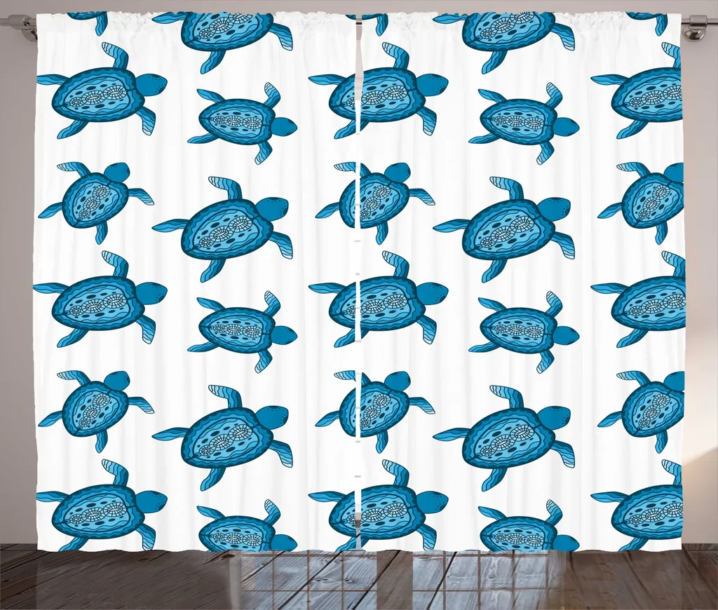 Rideau Grande Largeur 280x225 cm pour Salon Déco Marine Bleu et Blanc