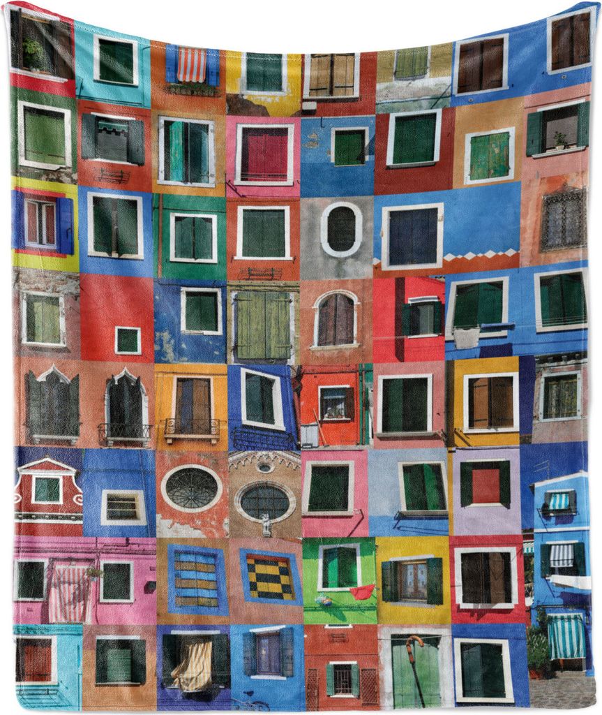 ABAKUHAUS Die Architektur Weich Flanell Fleece Decke, Fenster Venedig Türen, Gemütlicher Plüsch für den Innen- und Außenbereich, 125 x 175 cm,...