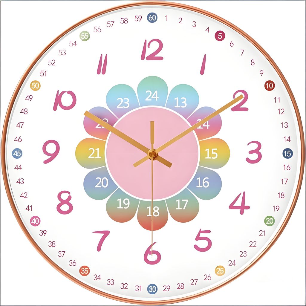 KUGI Wanduhr Wanduhr Kinder- LernWanduhren - Bunte LernUhren - Analoge Wanduhren (ohne Ticken .20 cm Quartz geräuschlos Zimmer Jungen Mädchen 8 Z...