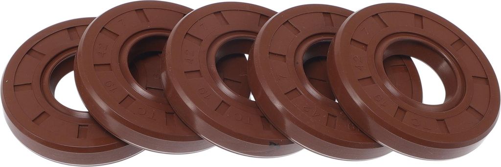 Universelle Öldichtung TC Doppellippe mit Stahlfeder Dichtungsring Rotationswellendichtung 19x42x7mm Hochdruck FKM Gummi Braun 5 Stück