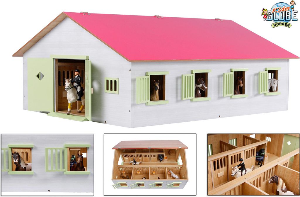 KidsGlobe Pferdestall Bauernhof, mit 7 Pferdeboxen, Holz, Immagine del prodotto 