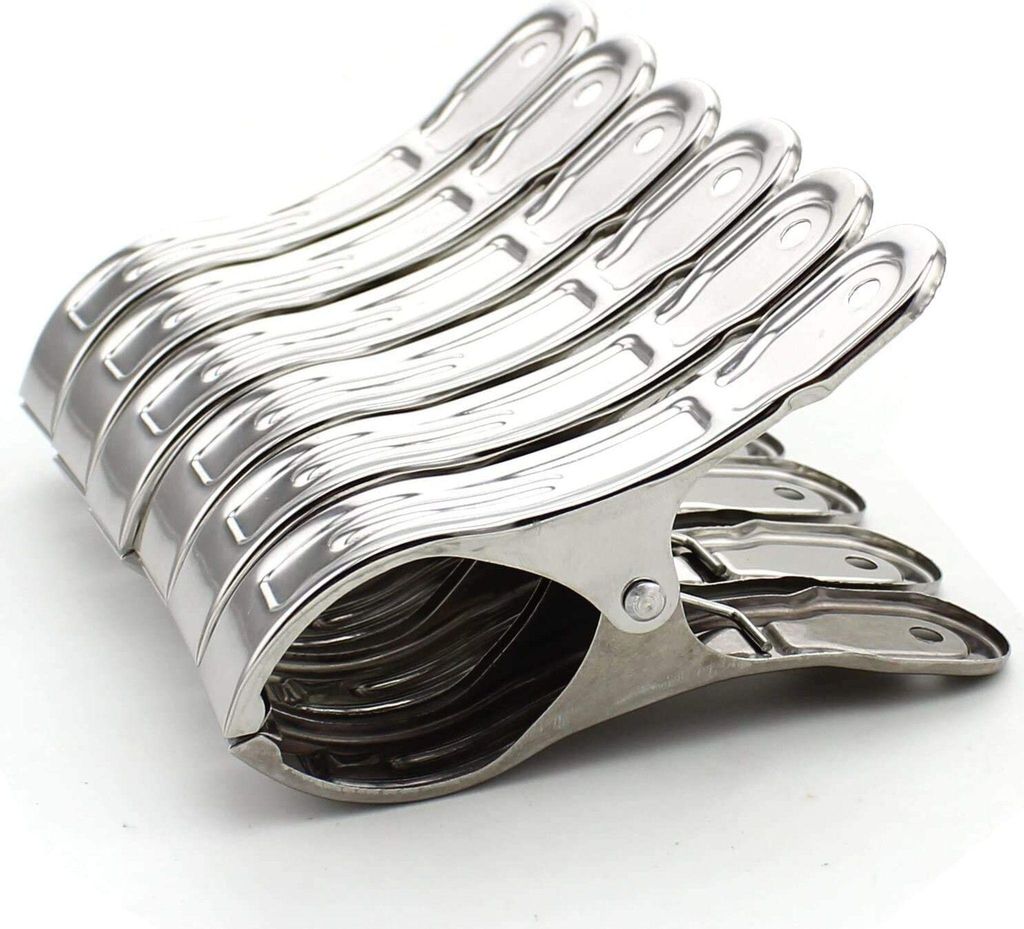 6 Stück Groß Strandtuchklammern Edelstahl Wäscheklammern Strandtuch Clips Metall Klammern Jumbo Größe Handtuch Klammer für Strand Pool Tägli...