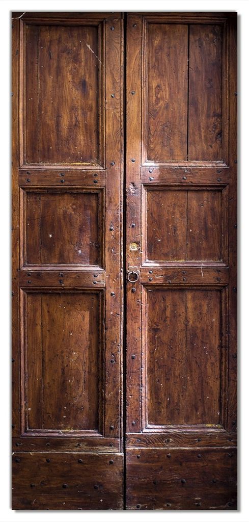 Wallario selbstklebende Türtapete 93 x 205 cm - Holztür braun - Abwischbar, rückstandsfrei zu entfernen