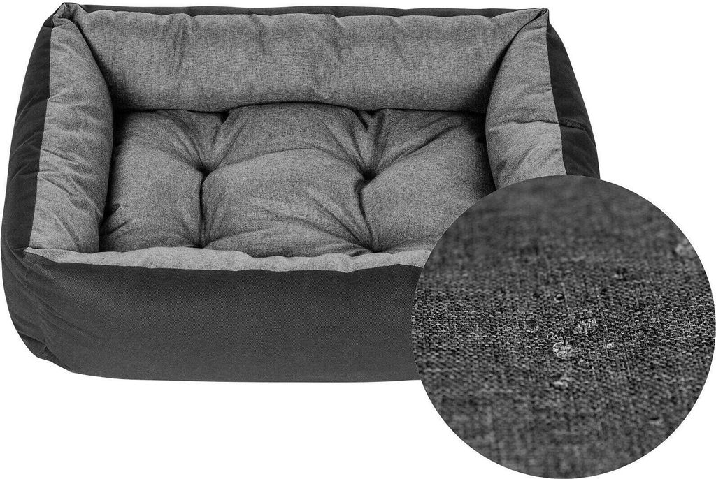 Hundebett Hundekorb Hundesofa Tierbett für Kleine, Mittlere und Grosse Hunde - Waschbar - Größe L - Schwarz und Grau - Flachs
