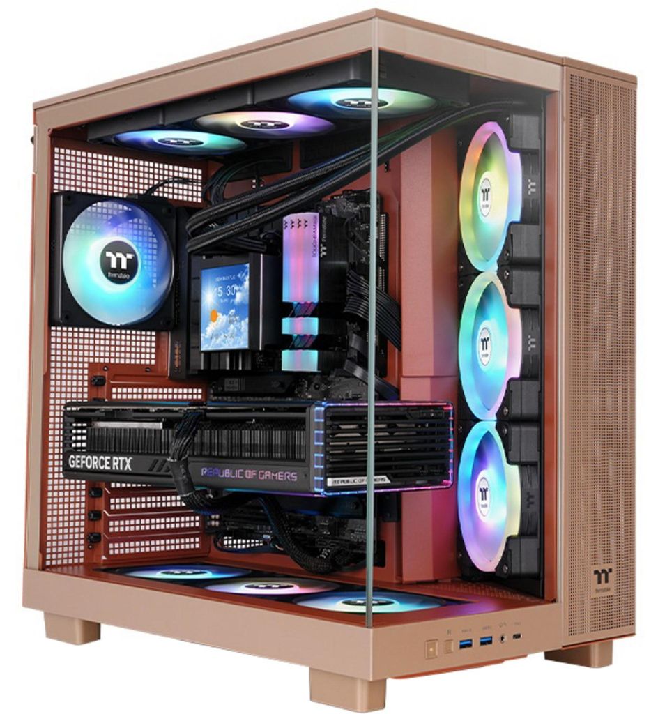 Thermaltake View 380 XL TG ARGB, Midi Tower, PC, Sand, ATX, micro ATX, Mini-ITX, SPCC, Gehärtetes Glas, Gaming