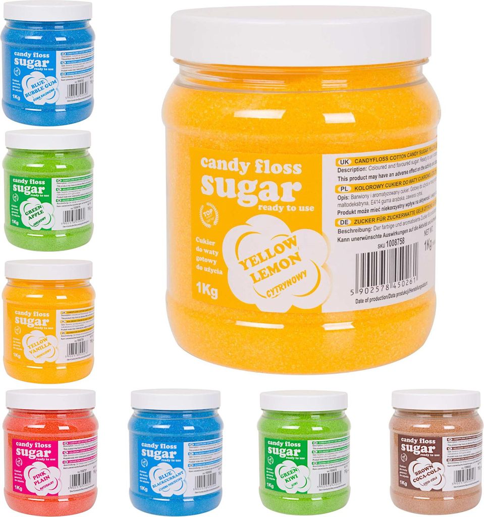 Bunte, aromatisierte Zucker für Zuckerwatte – SET mit 8 x 1 Produktbild 