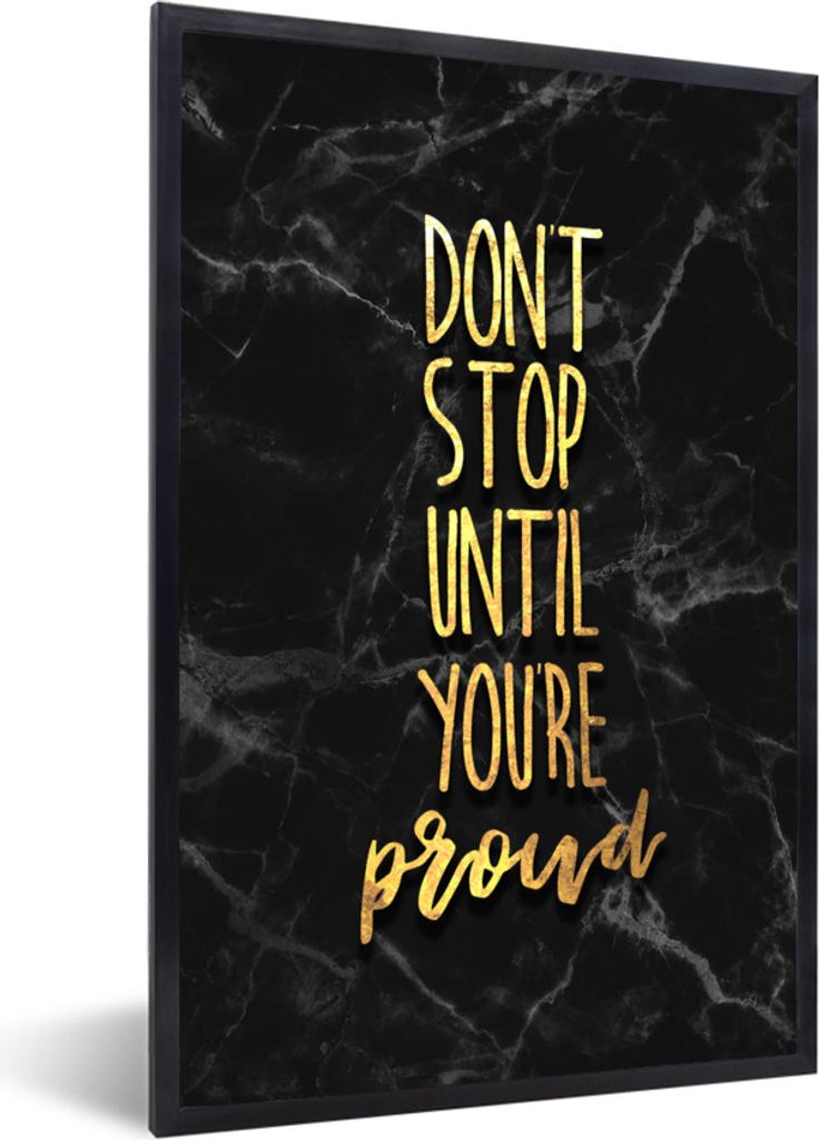 MuchoWow Gerahmtes Poster Zitat - Stolz - Gold - Marmor 20x30 cm - Poster mit Schwarzem Bilderrahmen Wandposter Rahmen Foto Bilder - Drucken - Bi...