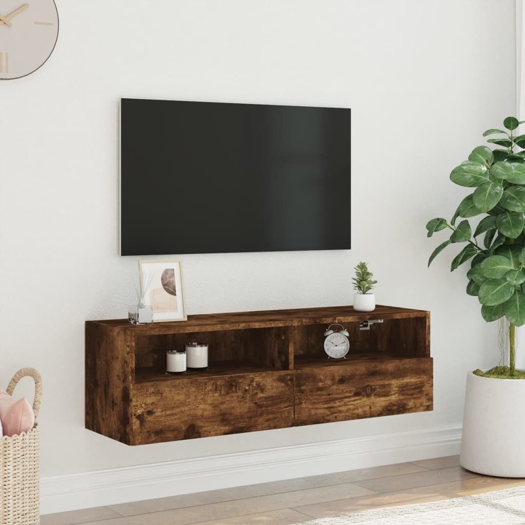 "Winterschlussverkauf "TV-Board - Fernsehtisch - TV-Tisch/TV-Wandschrank Skandinavisch - CLORIS - Fernsehenschrank -Räuchereiche 100x30x30 cm Holz...