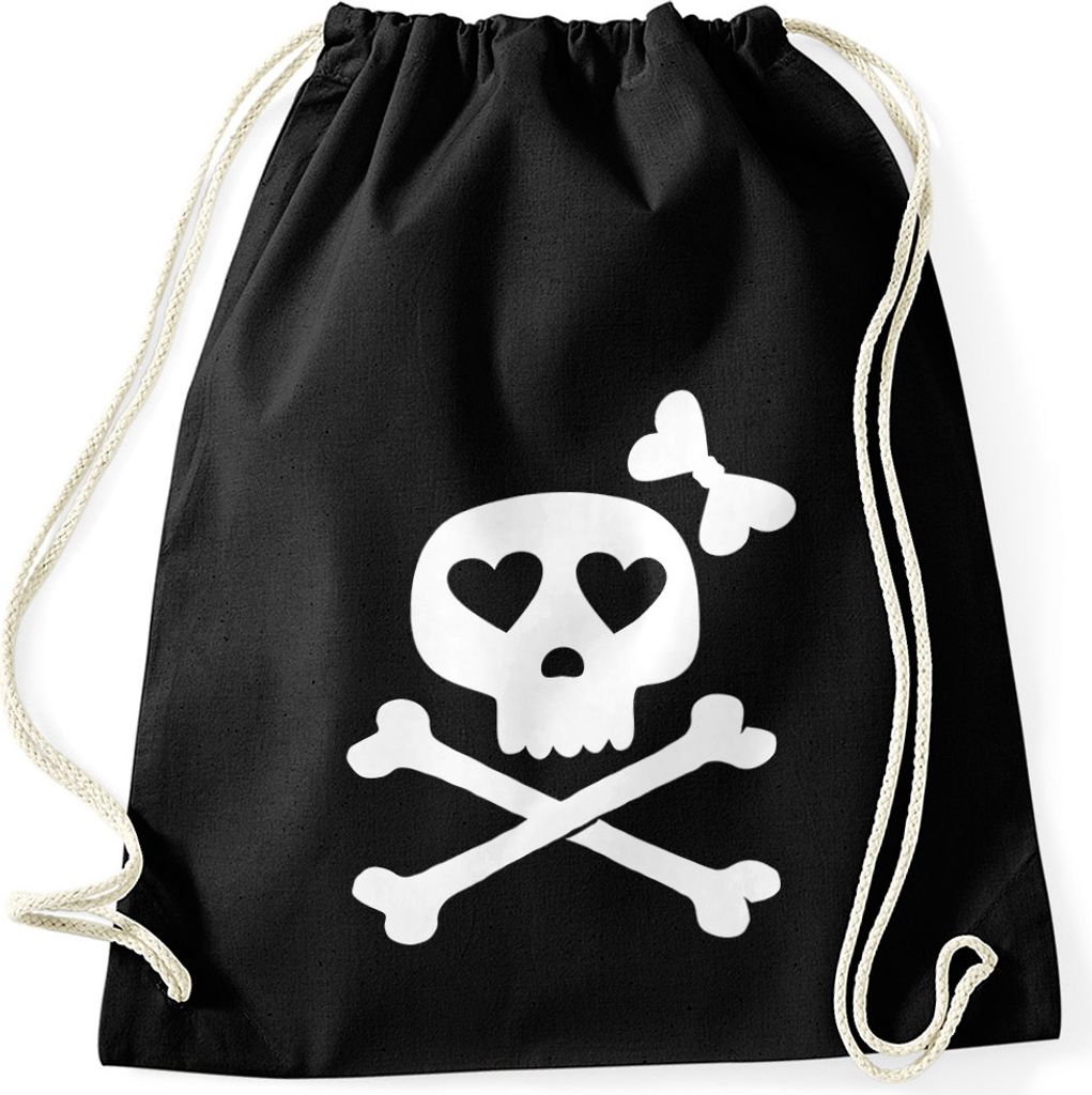 Turnbeutel Knochen Bones Totenkopf Pirat Hipster Beutel Tasche Sportbeutel Gymsac Gymbag Moonworks schwarz unisize