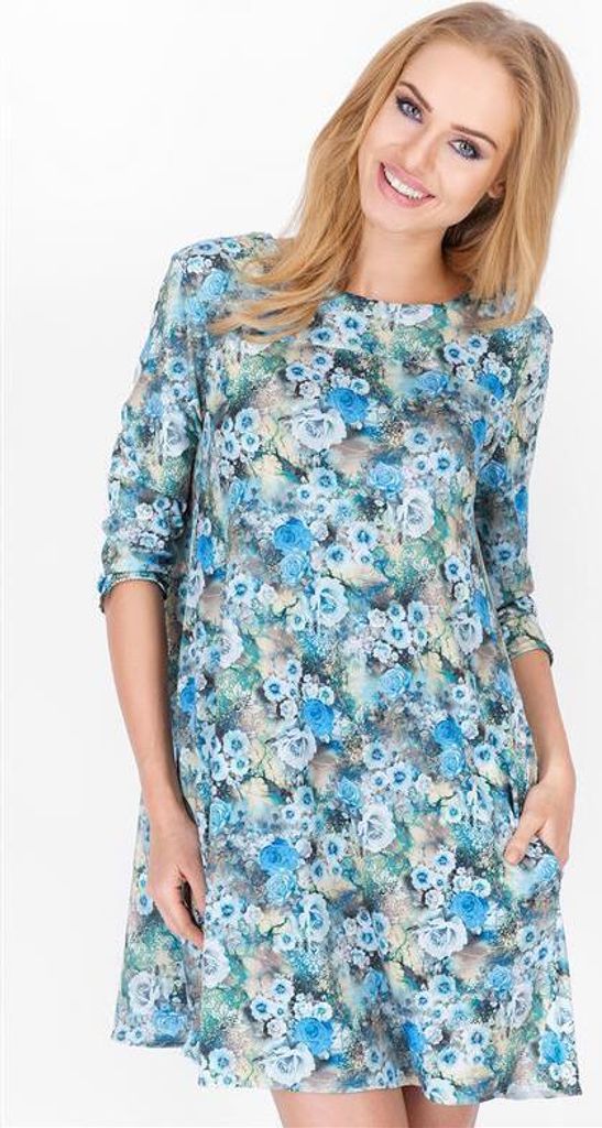 Kleid elegant Mini-Kleid Blumen Muster; 3/S/36
