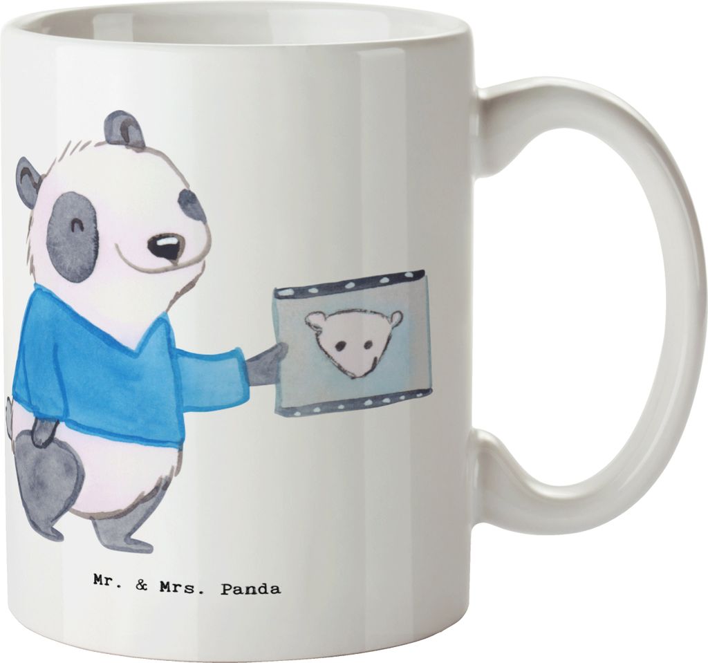 Mr. & Mrs. Panda Becher Radiologie Assistent Herz - Weiß - Geschenk, Pott, Teebecher, Tasse, Kaffeetasse, Kaffeebecher