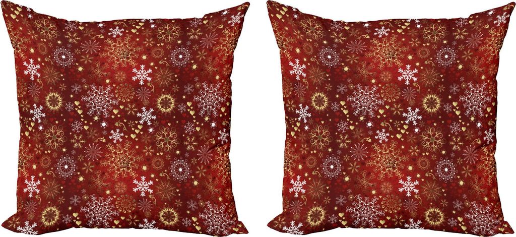 ABAKUHAUS Winter Kissenbezug Set (2Stück), Altmodische Weihnachtsherzen und Wirbelweinlesefestliche Zusammensetzung, 45 x 45 cm, Vermilion Gelb Weiß