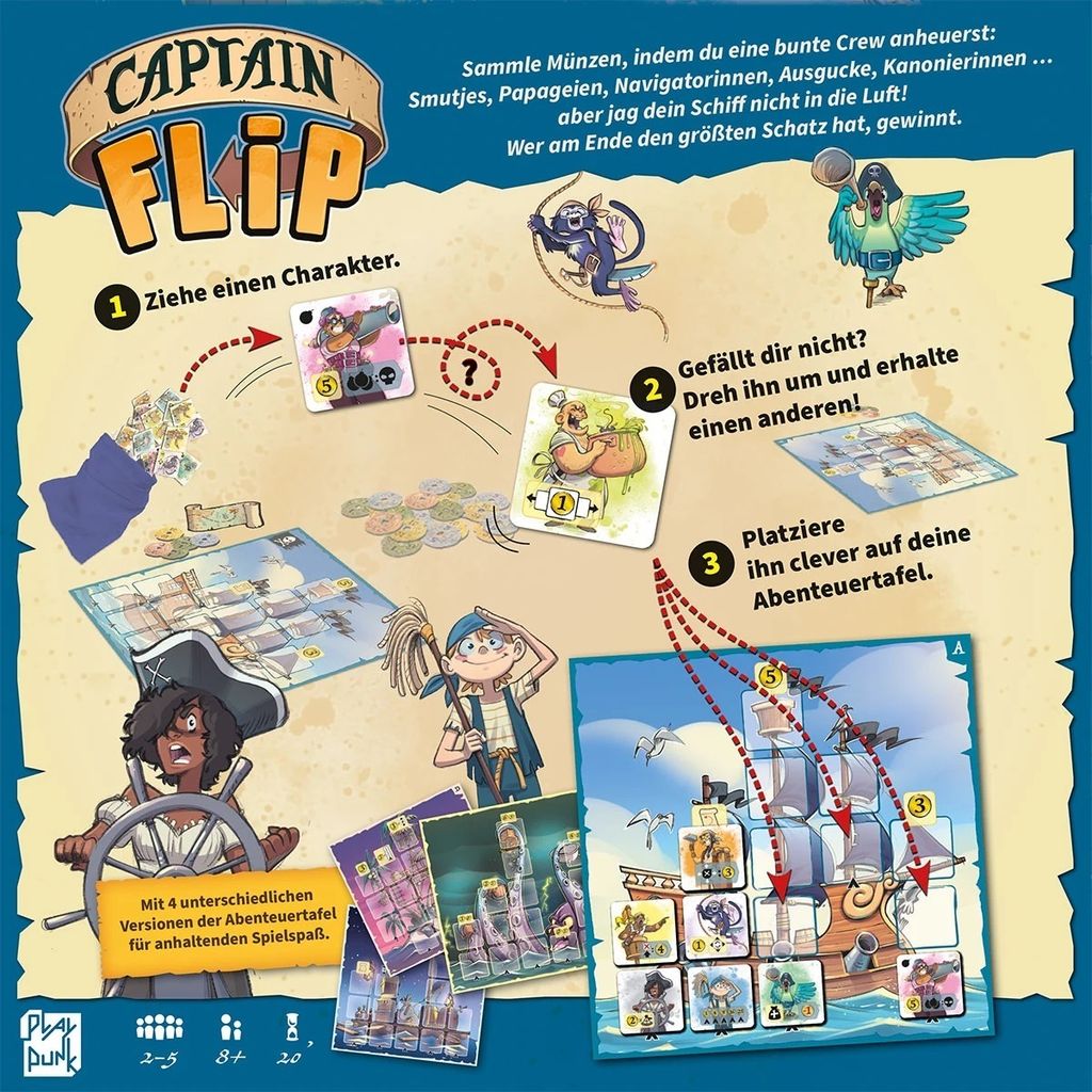 Asmodee PlayPunk, Captain Flip, Familienspiel, Legespiel, nominiert zum Spiel des Jahres 2024, 2-5 Spieler, Ab 8 Jahren, 20 Minuten, Deutsch, Mehrfarbig, Bunt: Tests, Infos & Preisvergleich Asmodee PlayPunk, Captain Flip, Familienspiel, Legespiel, nominiert zum Spiel des Jahres 2024, 2-5 Spieler, Ab 8 Jahren, 20 Minuten, Deutsch, Mehrfarbig, Bunt: Tests, Infos & Preisvergleich