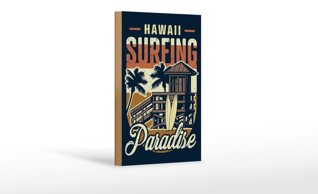 Holzschild Hawaii 12x18cm Surfing Paradise