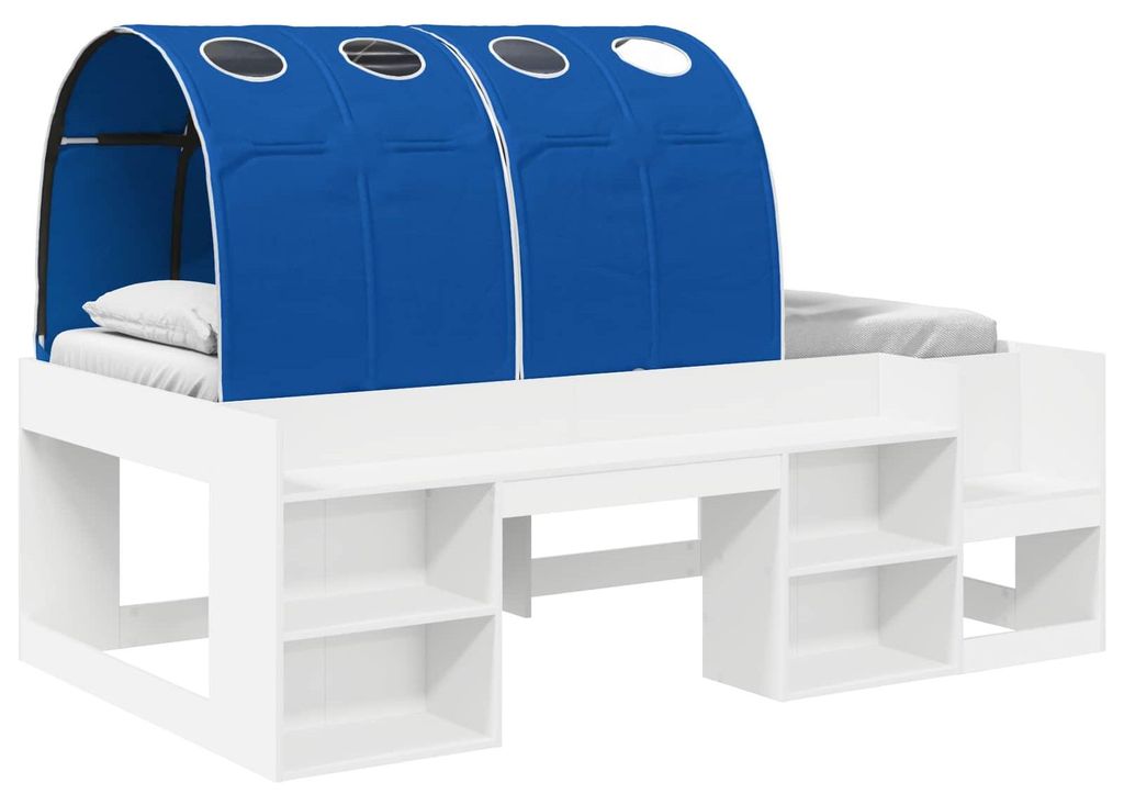Hochbett für Kinder mit Stauraum Weiß und Blau Holzwerkstoff